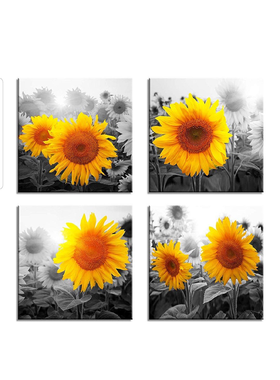 Canvas Wall Art for Living Room Bathroom Wall Decor for Bedroom Kitchen Artwork Canvas Prints Sunflower flowers Painting 12" x 12"×4