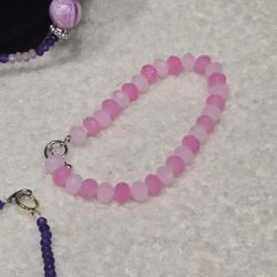 Pink And Purple Necklace , Bracelet And Earrings Set 