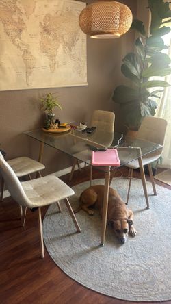 Glass dining table and chairs