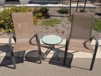 2 Target Outdoor Patio Chairs + Glass Side Table