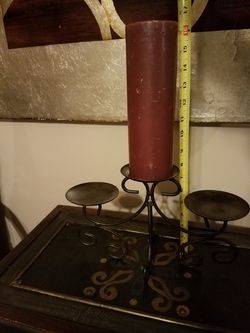 3 candle holders; brown metal-$10