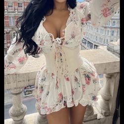 Floral Dress With Corset With Tags Still
