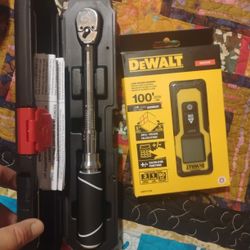 Husky 1/4 In Drive Torque Wrench 40-200 In Lbs &DeWalt Laser Distance Measurer 100'