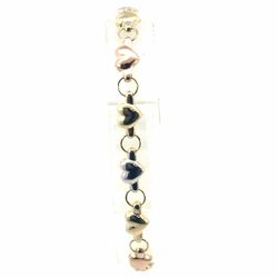 Woman’s Ladies 10k Tri Toned Rose White Yellow Gold 7” Inch Heart Chain Bracelet GP3132584