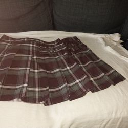 Uniform Plaid Maroon/gray Skirts For Girls 