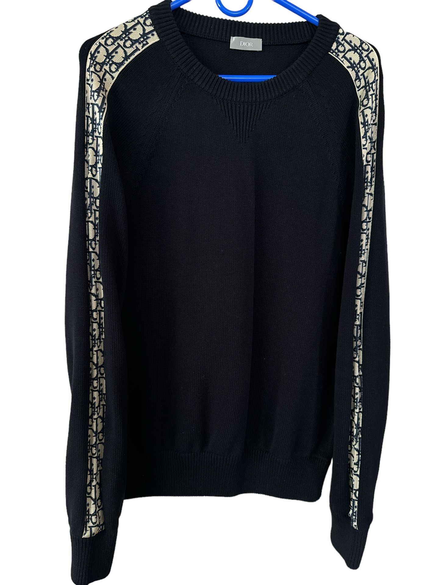 DIOR Navy Blue with Dior Oblique Inserts on Arms Mens Sweater Size M
