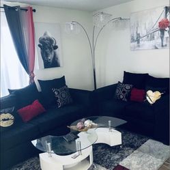 Black Two Sets Of Living Room Couches In Pet And Smoke Free