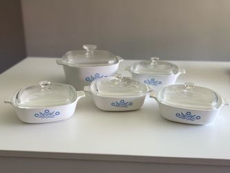 Vintage Corning Ware Blue Cornflower Casserole Set with Lids (5 Pieces)