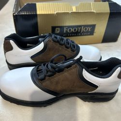 $90 new footjoy junior golf shoes model 45020 white brown size 6m