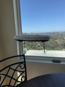 Cat window perch off white comfy bed
