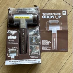 1 HorsePower Giddy Up Grill Cleaner AS-SEEN-ON-TV! - Cordless, Rechargeable BBQ Tool with 350 RPM Stainless Roller, LED Light - Patents Pending - From