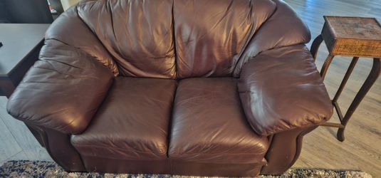 Leather loveseat.