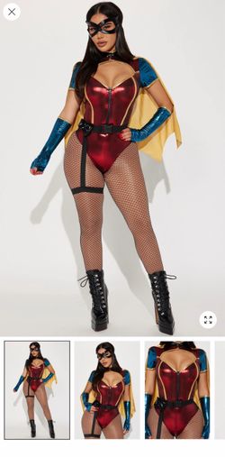 Sexy Sidekick 5 Piece Costume Set - Red/combo