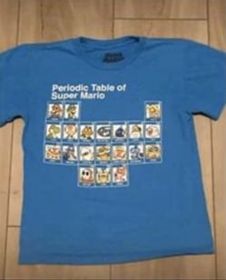 Vintage Nintendo Super Mario Periodic Table Squad T-Shirt Small