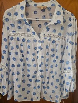 Woman's Blue & White Blouse; NEVER WORN; TAGS ON; Size 2X