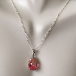 Pink Teardrop Necklace 