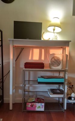 White wood entryway table 42H X 36L X 12W