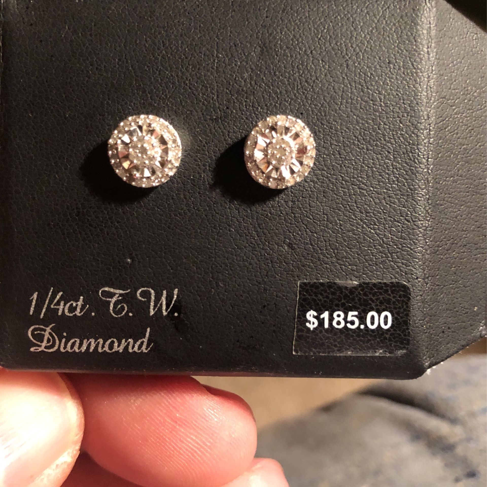 Brand New Never Worn Sterling Silver 1/4 Ct Diamond Earrings