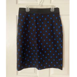 Women’s Black Blue Polka Dot Midi Pencil Skirt - Size 6