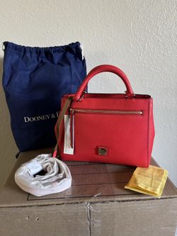 BRAND NEW “DOONEY BOURKE”  SMALL SAFFIANO  ZIP  SATCHEL (RED TOMATO)