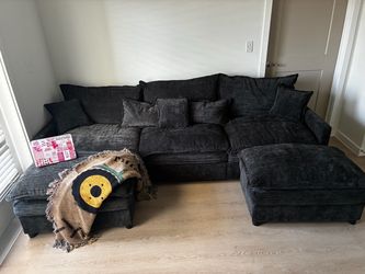 Dark Gray Sectional Sofa with Ottoman