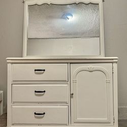 Wood Dresser And Mirror 