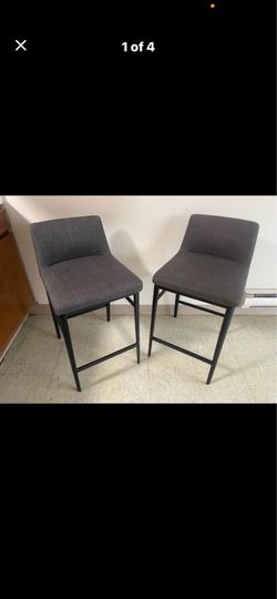 Pair of Moes Home Baron Counter Stools – Charcoal Gray – Like New