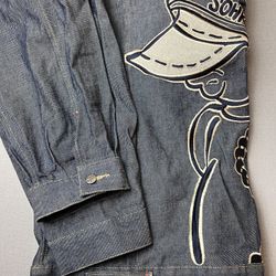 Denim Jacket Concert Wear Hip Hop Music Headphones Cool Graphics