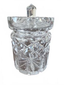Vintage Cut Crystal Jam Jelly Condiment Jar with Lid