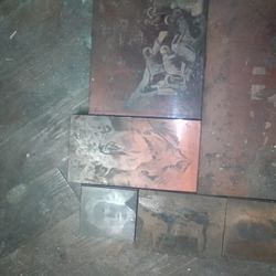 Wood With Copper Behinde Glass With Pictures In Them 