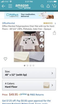 Office chair mat for carpet floor