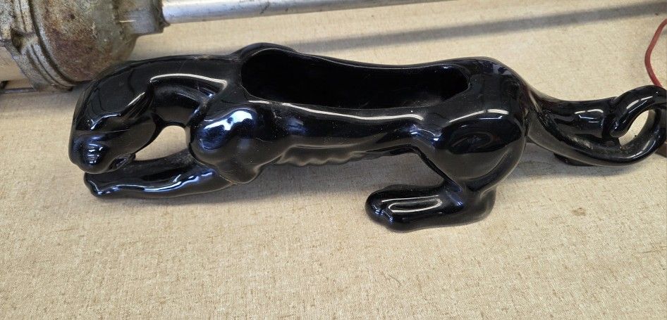 Vintage Black Panther Planter ON SALE, Sleek Black Planter, McCoy Cat, Jaguar 
