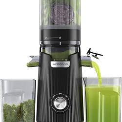 ACOQOOS Juicer Machines, Cold Press Juicer Whole Fruit and Vegetable with 5.3" Wider and Larger Feeding Chute (Capacity 1.8L), Easy to Clean Juicers 