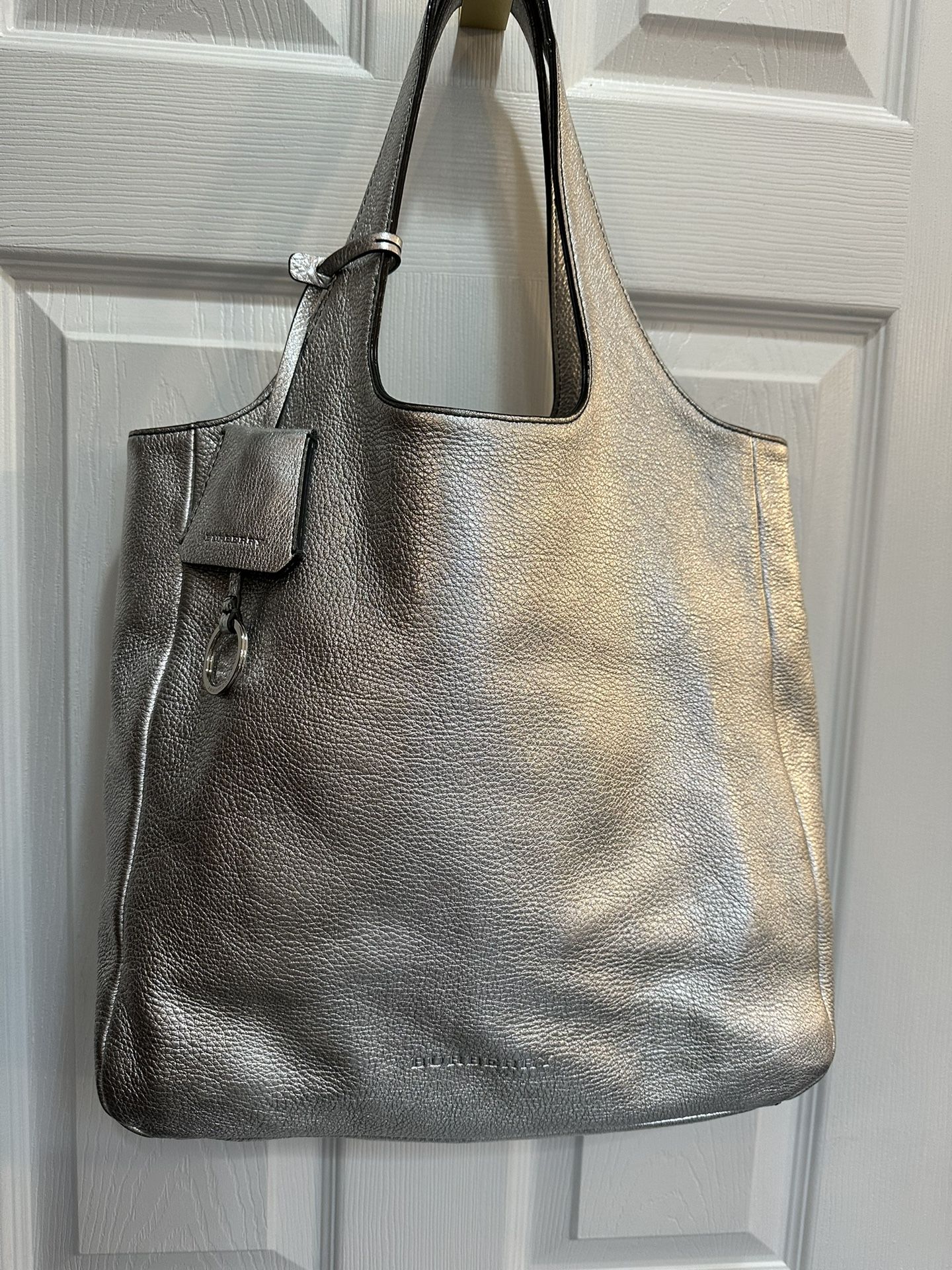 Authentic Silver metallic Burberry hobo / shoulder handbag.
