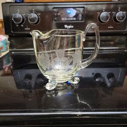 7.5" Unique Pitcher With Etched Tulips