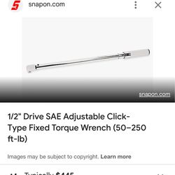 Snap On 1/2 drive Torque Wrench 