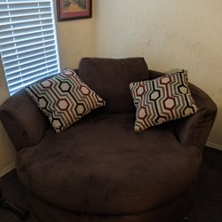 Brown Microfiber Swivel Sofa Chair $90 firm