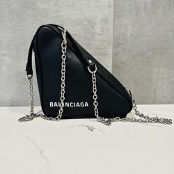 Balenciaga Leather Black Chained Crossbody Bag (with Authenticity Tags)
