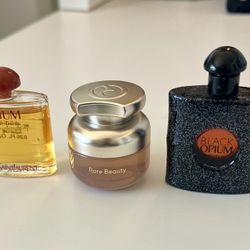  Miniatures—YSL Opium  Eau de Toilette, Rare Beauty Soft Pinch Blush And YSL Black Opium (Eau de Parfum)