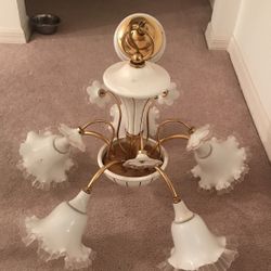 Murano  and Brass Chandelier   from Italy    