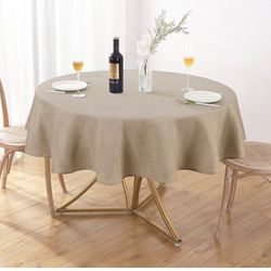 AUSSPVOCT Textured Linen 54 Inch Round Tablecloth Up to 36'' Tables, Waterproof Spill-Proof Fall Table Cloth Wrinkle Free Circle Dining Tablecover for