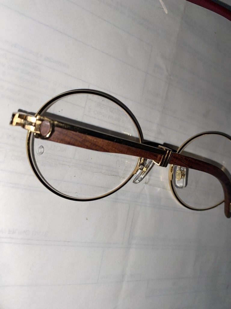 Old School Woods Gold Frame Clear Lenses
