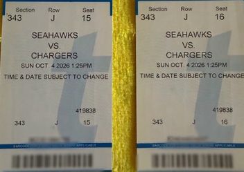 2 Seahawks vs Chargers Tickets (10/4)