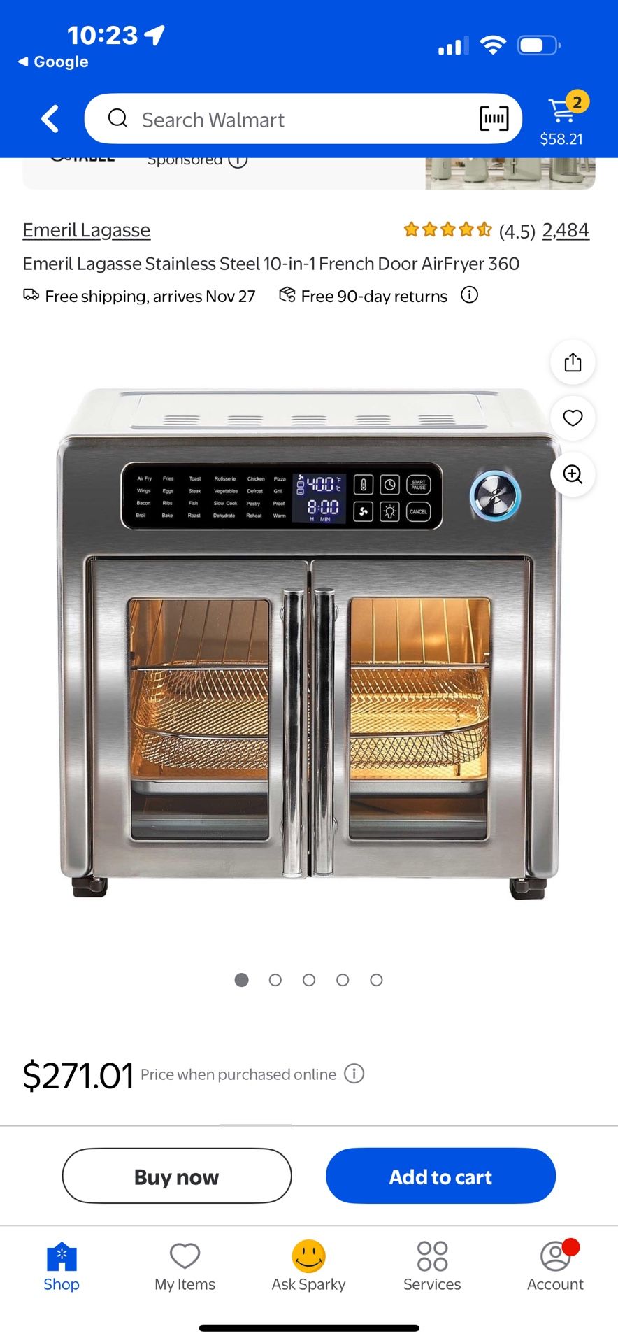 Emeril Lagasse French Door Air Fryer Toaster Oven Combo 26QT Stainless Steel 4 00675 02X