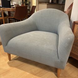 Create And Barrel Armchair Blue Mid Century Modern