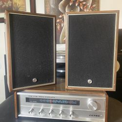 Denon MX-990A (Nippon Columbia era, ~late 1960s) — solid-state AM/FM stereo multiplex receiver with its original matching wooden speakers!