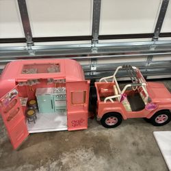 Toy Doll Jeep and Camper OG Girl