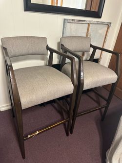 Set of 2 Upholstered Bar Stools with Arms