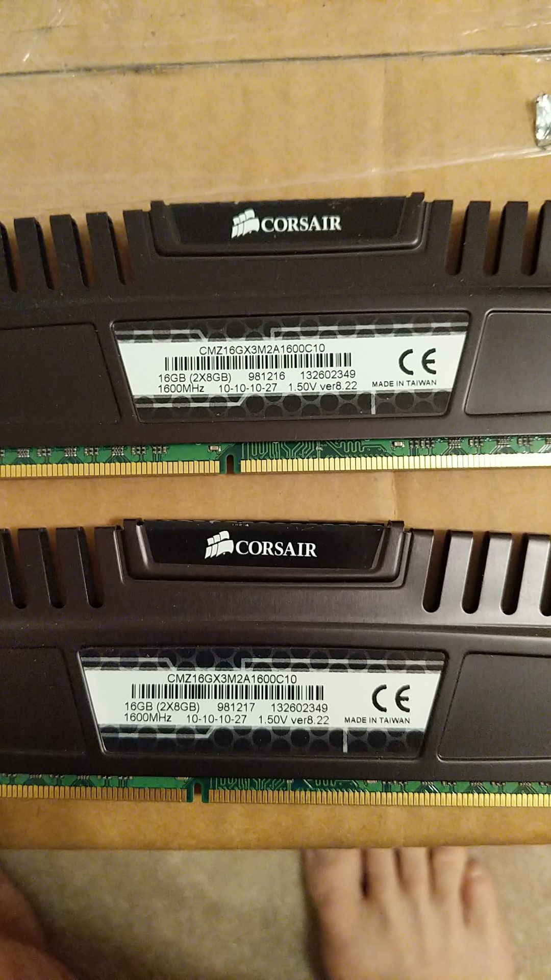 Corsair Vengeance 2x8GB Ram 16gb total DDR3