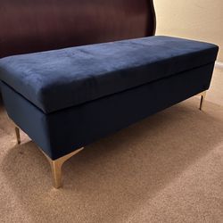 Blue Velvet Cocktail Ottoman With Storage 
